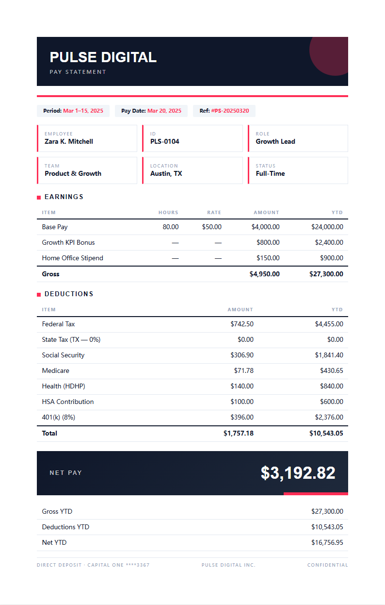 Bold Contemporary Payslip